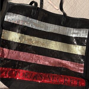 Victoria's Secret Black Sequin Tote Bag
